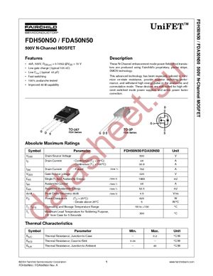 FDH50N50 datasheet  